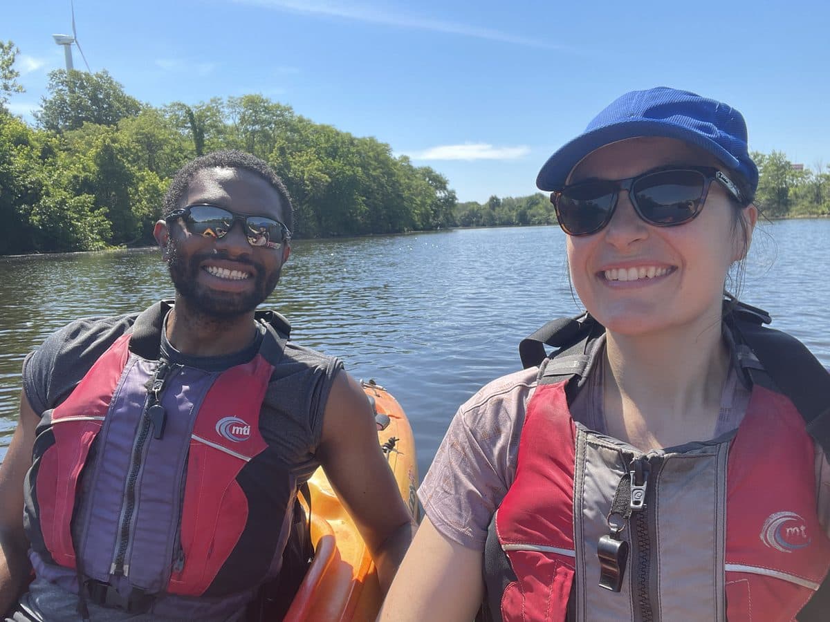 Maddy and Anthony kayaking together.